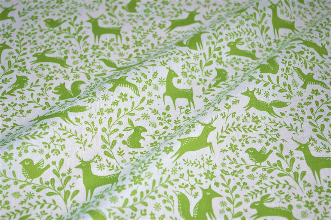Prancing Forest Animals Printed PolyCotton Fabric