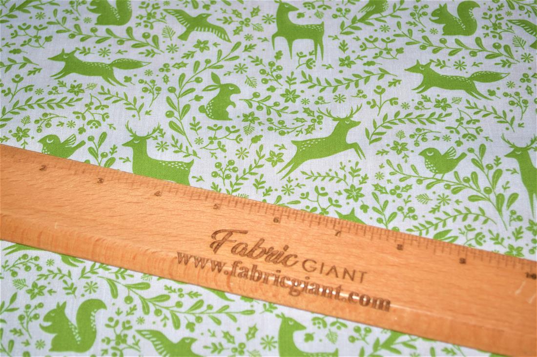 Prancing Forest Animals Printed PolyCotton Fabric