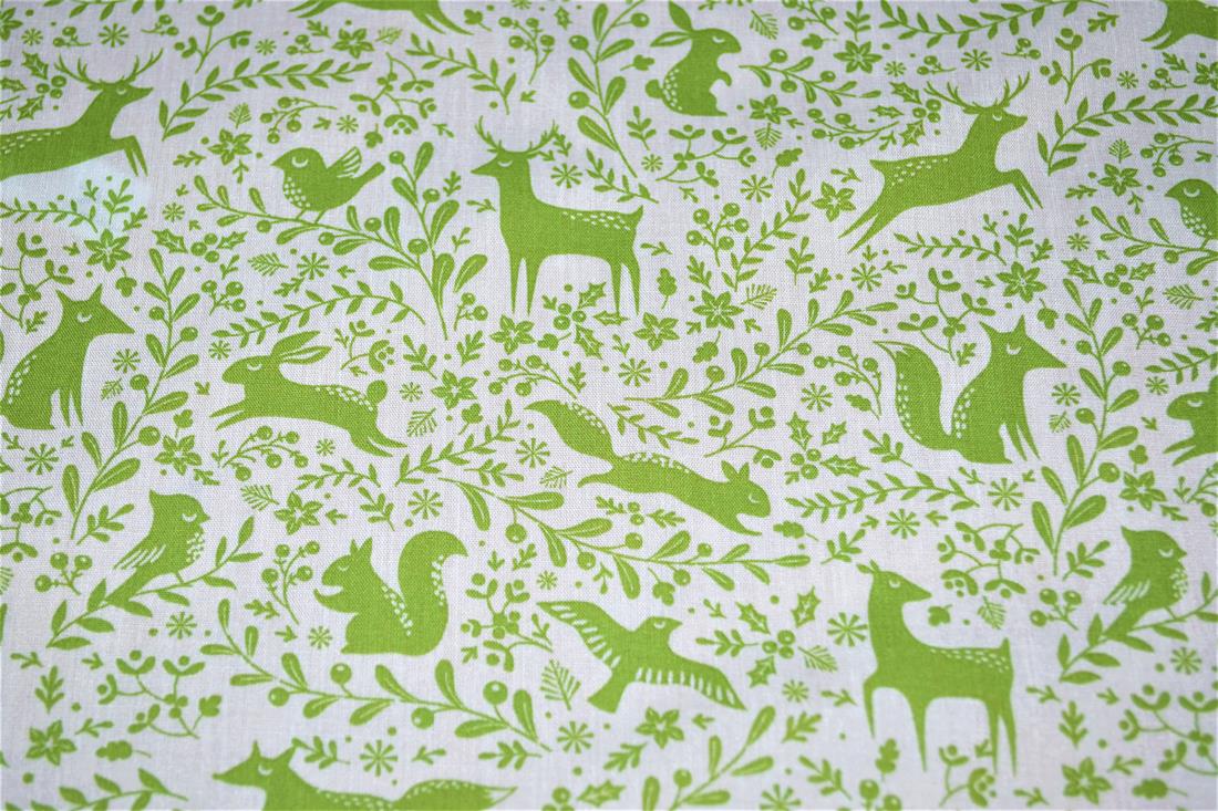 Prancing Forest Animals Printed PolyCotton Fabric