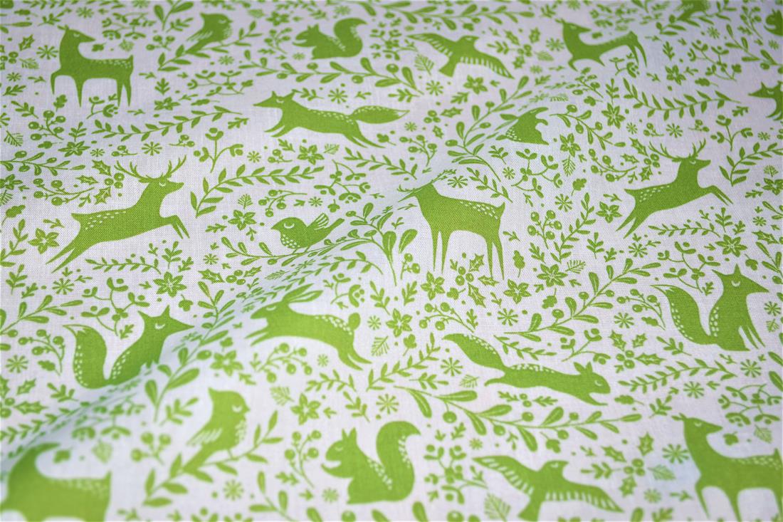 Prancing Forest Animals Printed PolyCotton Fabric