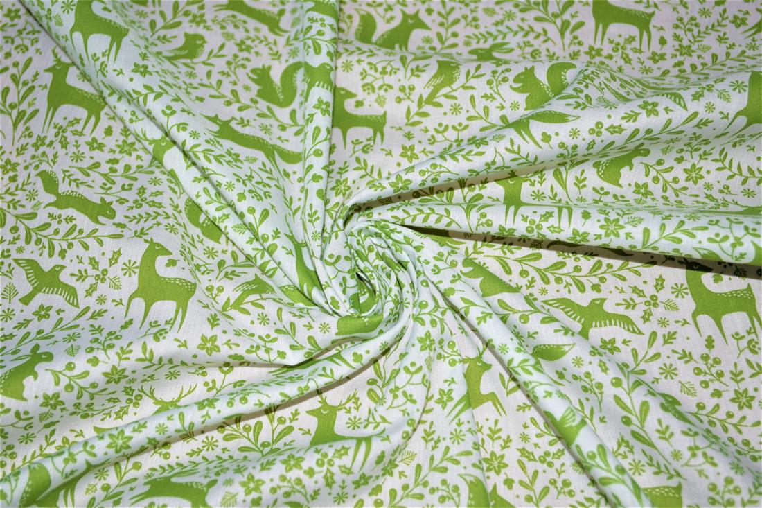 Prancing Forest Animals Printed PolyCotton Fabric