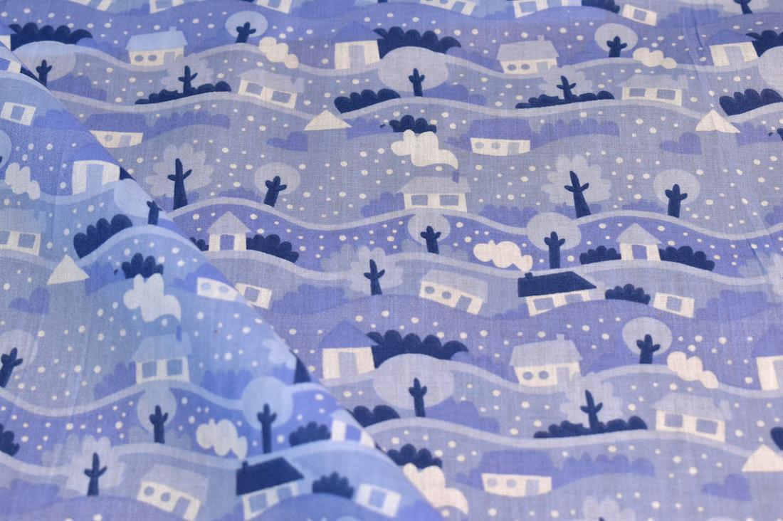 Snow Globe Scene Christmas Fabric