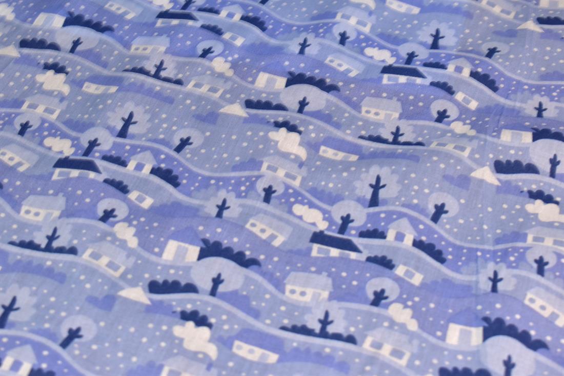 Snow Globe Scene Christmas Fabric