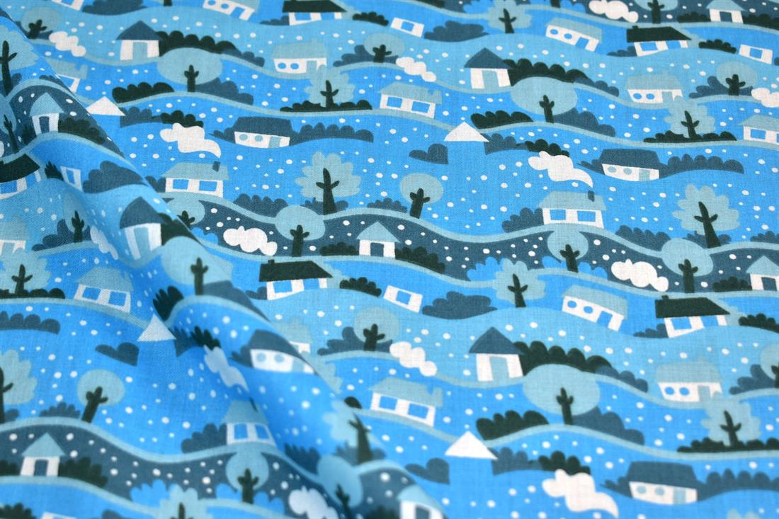 Snow Globe Scene Christmas Fabric
