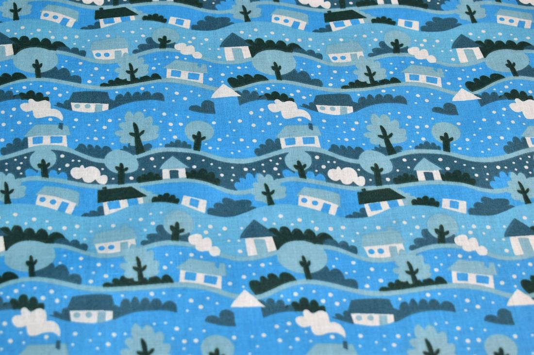 Snow Globe Scene Christmas Fabric