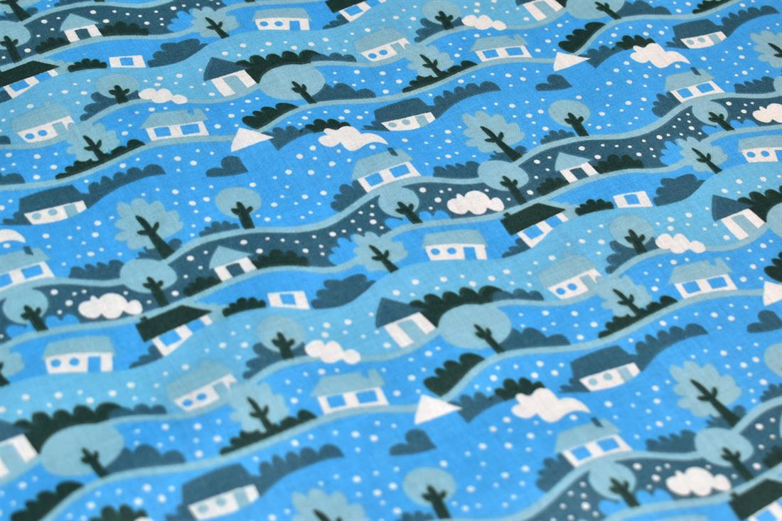 Snow Globe Scene Christmas Fabric