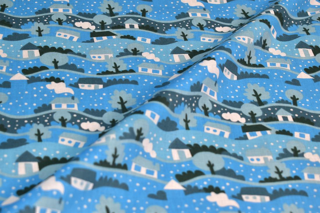Snow Globe Scene Christmas Fabric