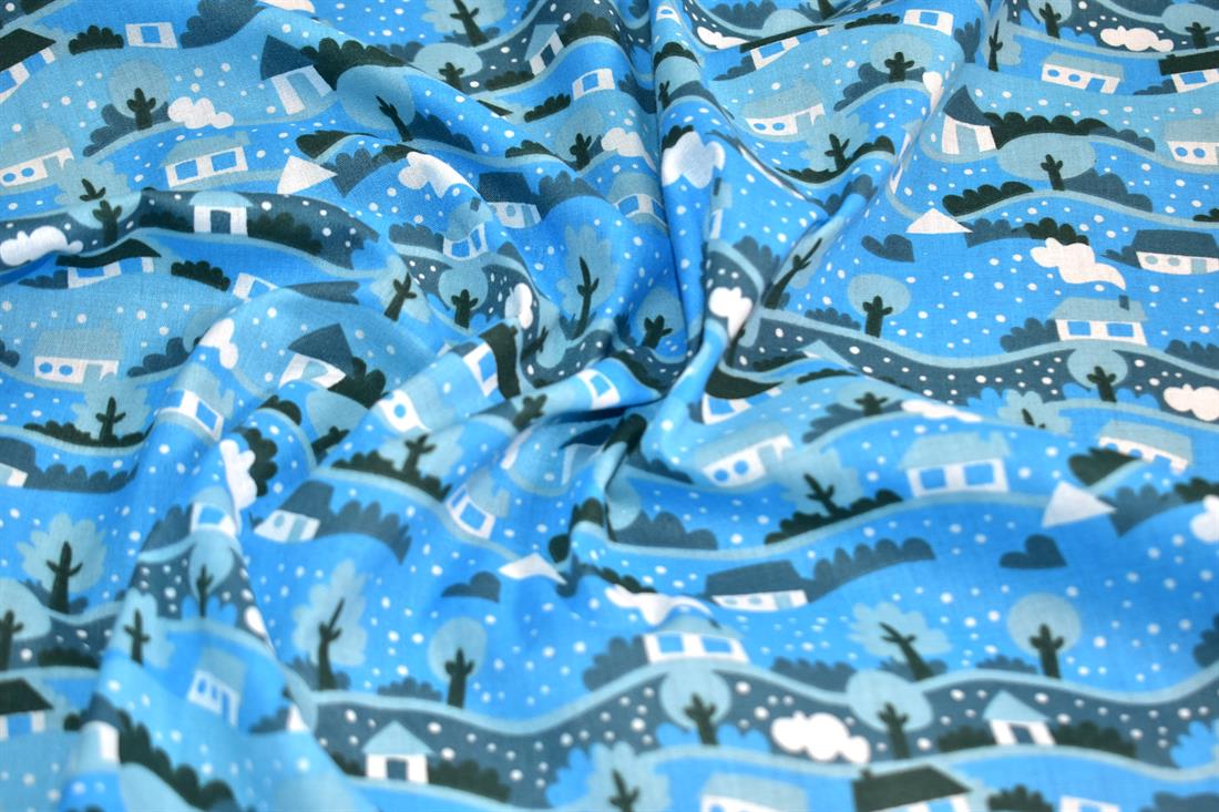 Snow Globe Scene Christmas Fabric