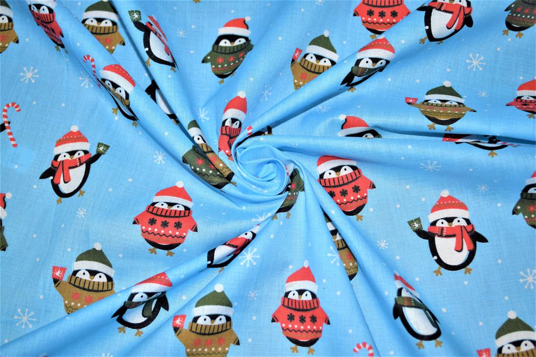Club Penguin Christmas Fabric