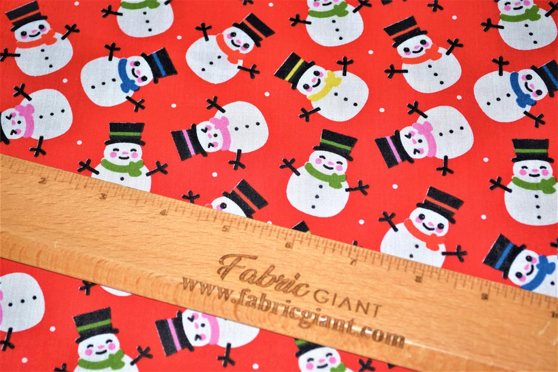 MP Smiley Snowman Polycotton A Playful Vibrant Printed with a…
