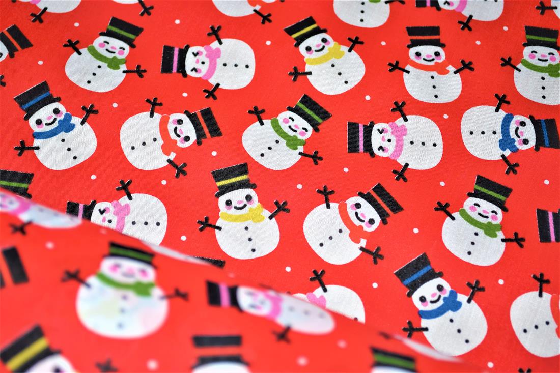MP Smiley Snowman Polycotton A Playful Vibrant Printed with a…
