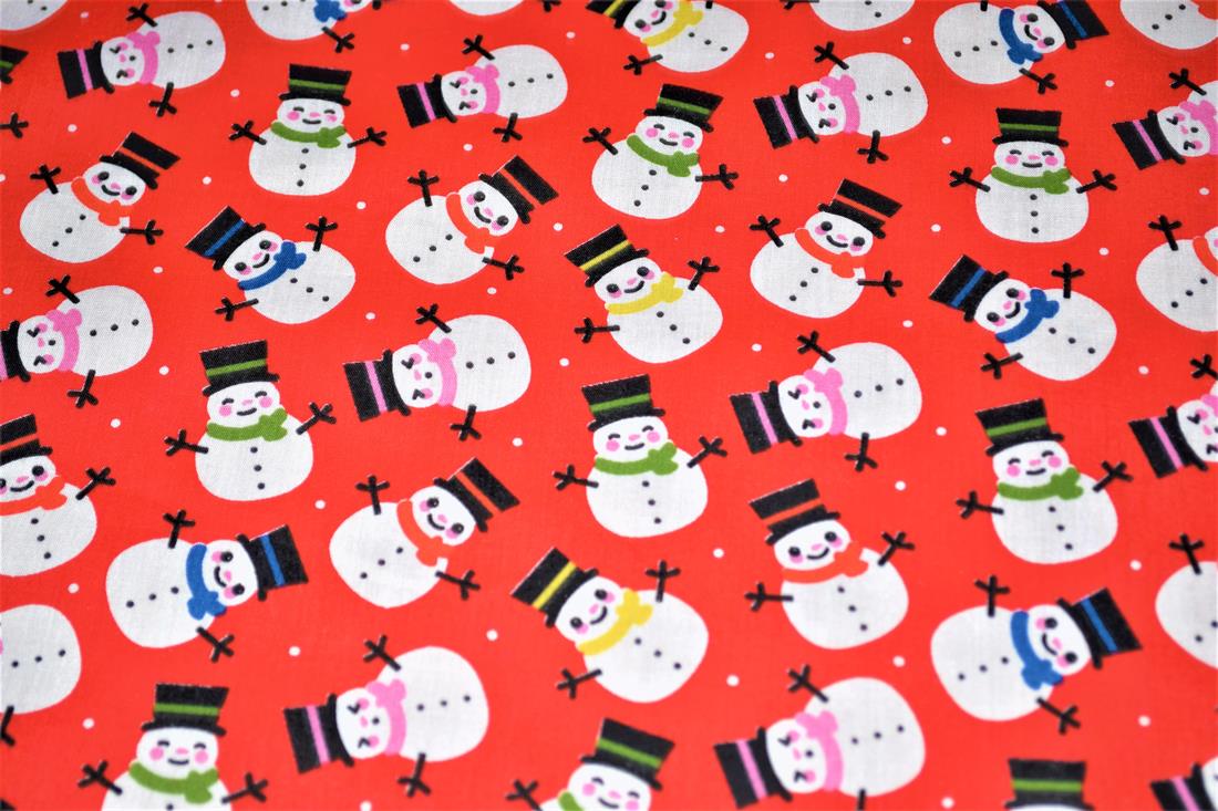 MP Smiley Snowman Polycotton A Playful Vibrant Printed with a…