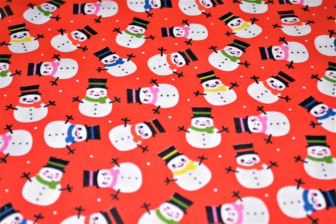 MP Smiley Snowman Polycotton A Playful Vibrant Printed with a…