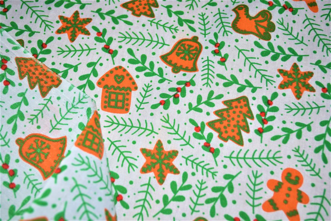 Printed Christmas Polycotton Fabric