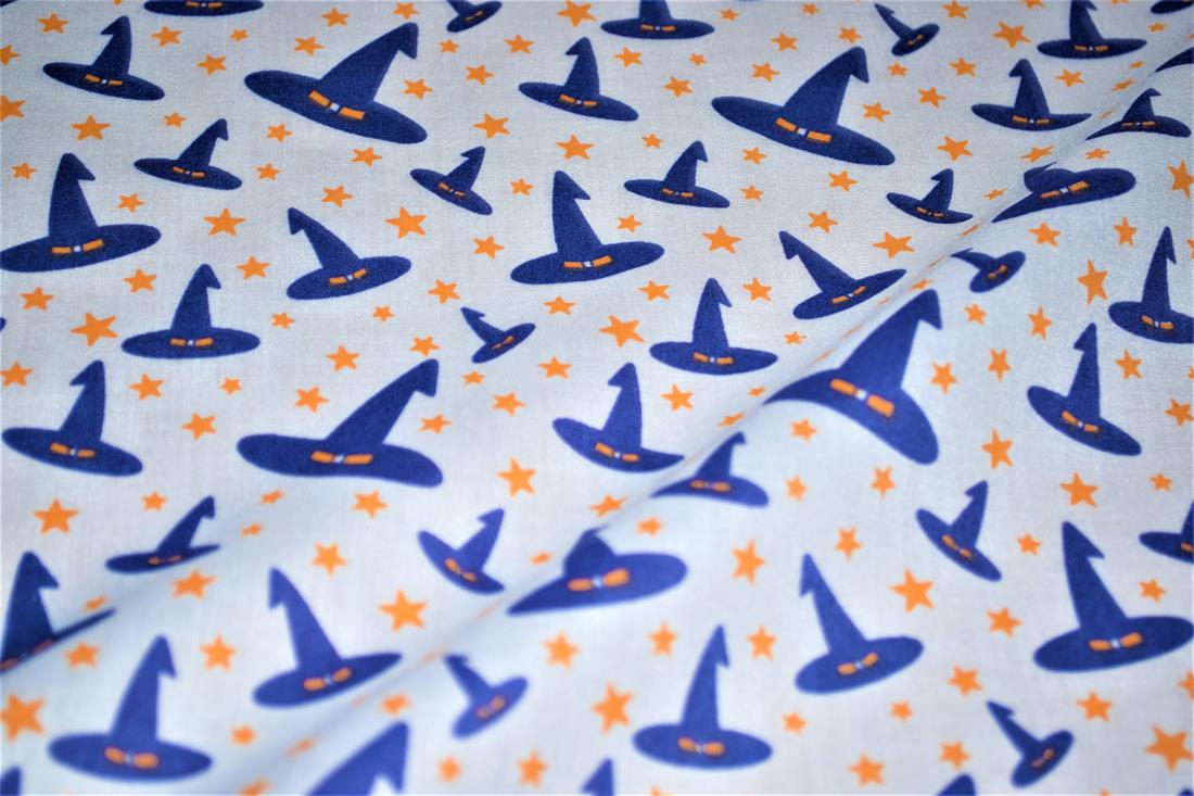 White & Navy Witches Hat