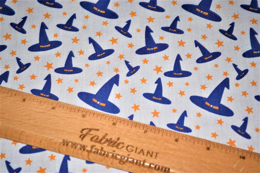 White & Navy Witches Hat
