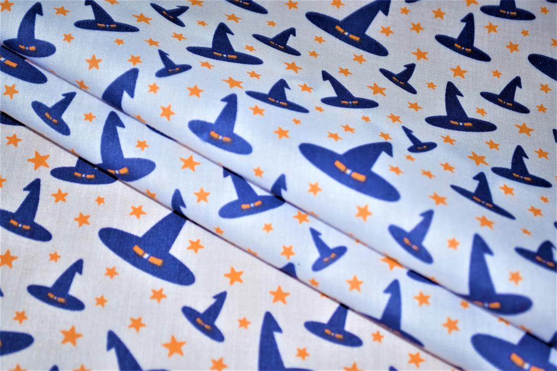 White & Navy Witches Hat
