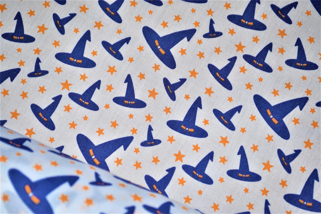 White & Navy Witches Hat