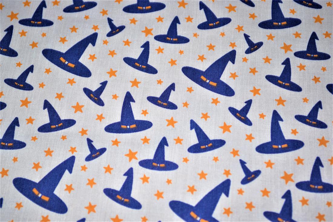 White & Navy Witches Hat