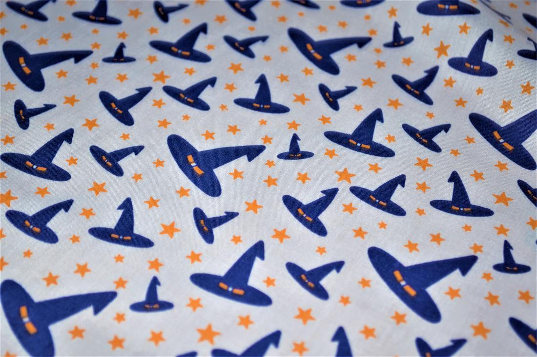 White & Navy Witches Hat