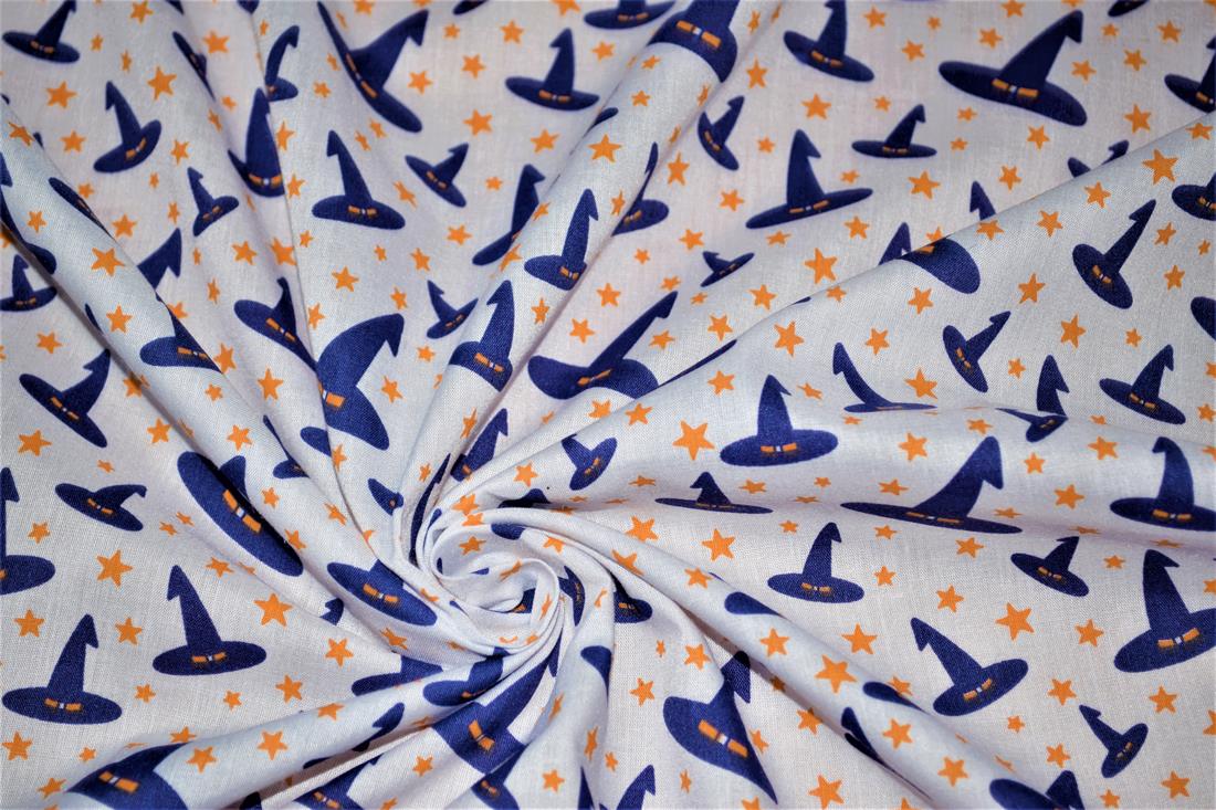 White & Navy Witches Hat