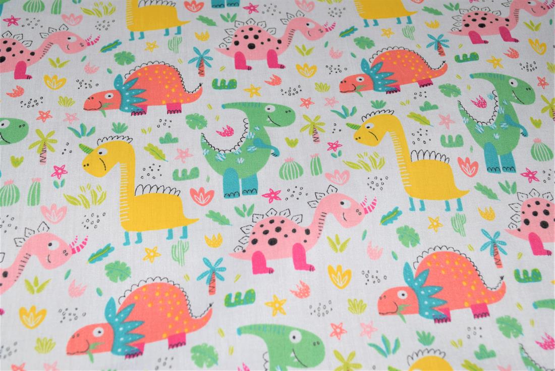 White Printed Polycotton Fabric