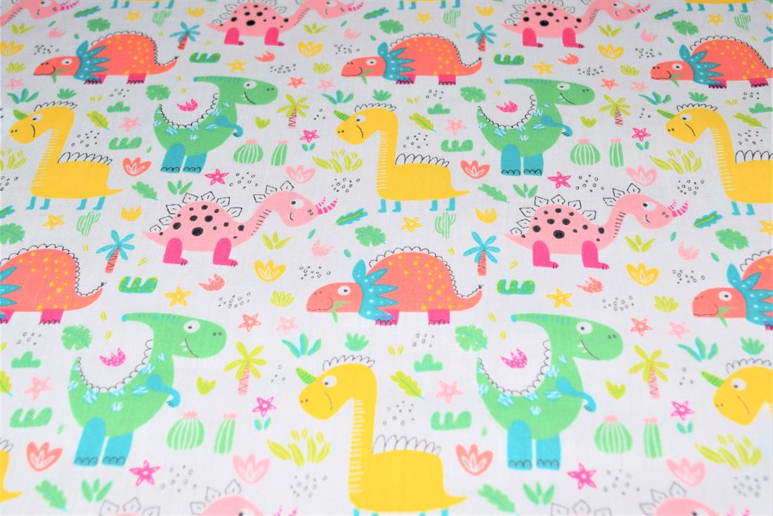 White Printed Polycotton Fabric