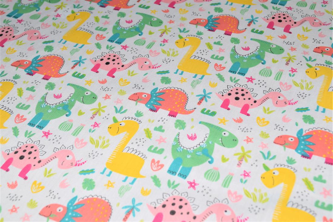 White Printed Polycotton Fabric