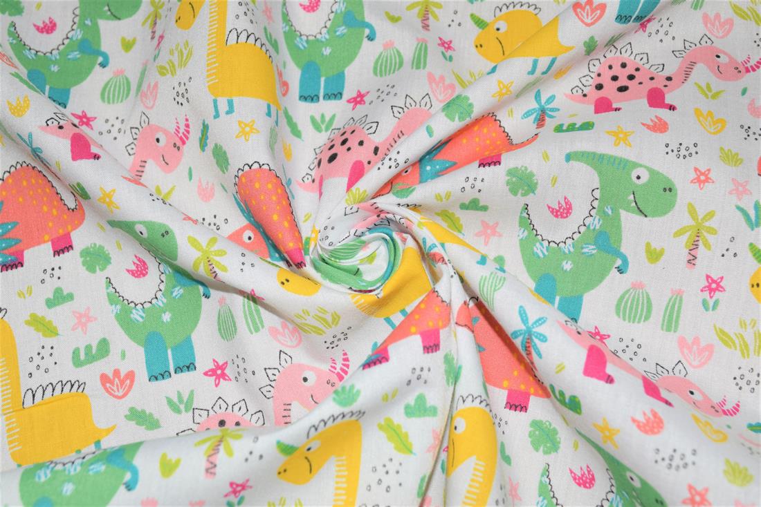 White Printed Polycotton Fabric