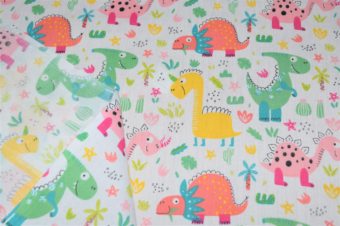 White Printed Polycotton Fabric