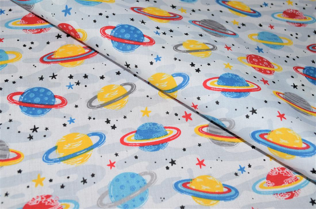 White Printed Polycotton Fabric