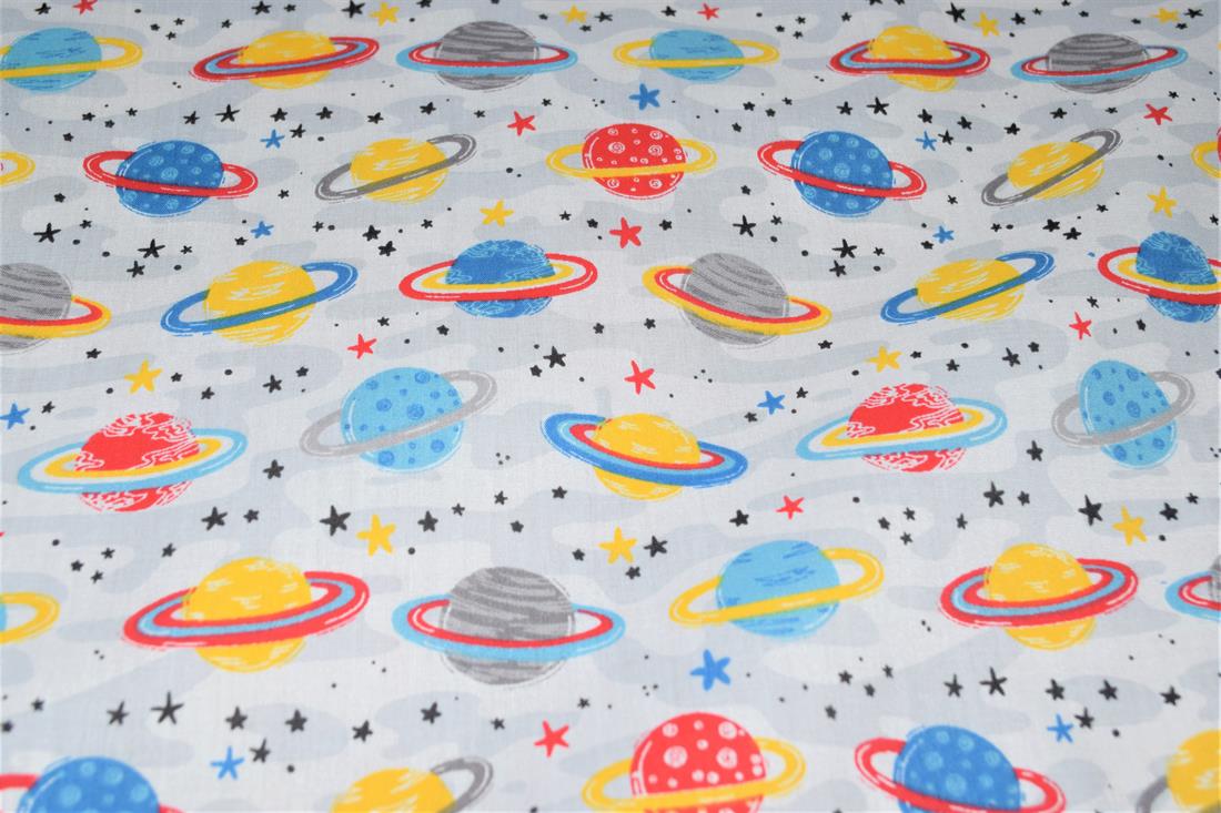 White Printed Polycotton Fabric