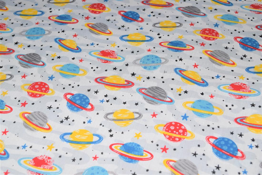 White Printed Polycotton Fabric
