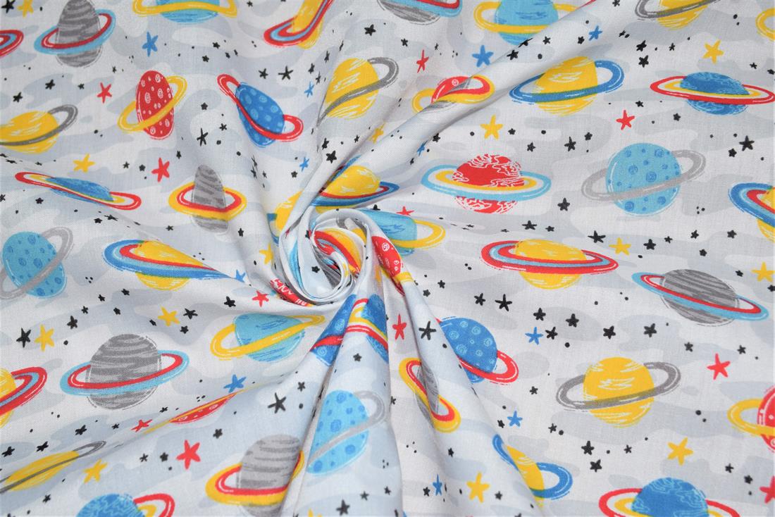 White Printed Polycotton Fabric