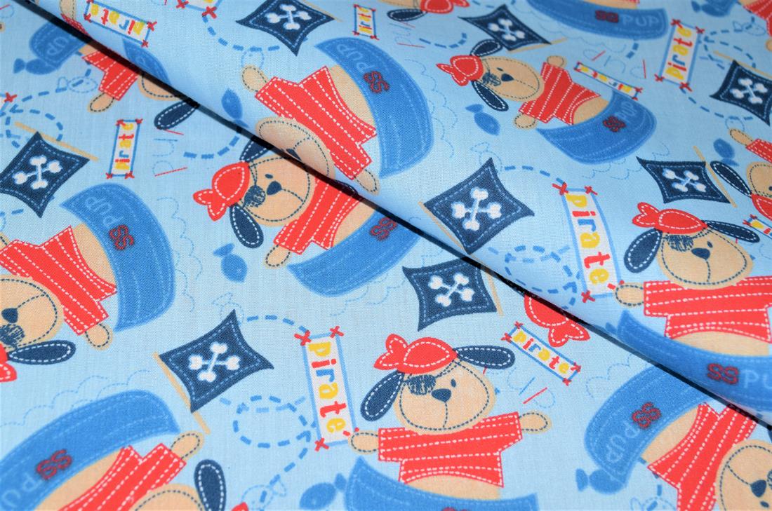 Blue Printed Polycotton Fabric