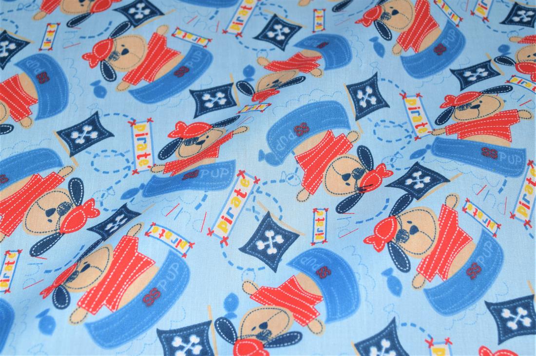 Blue Printed Polycotton Fabric