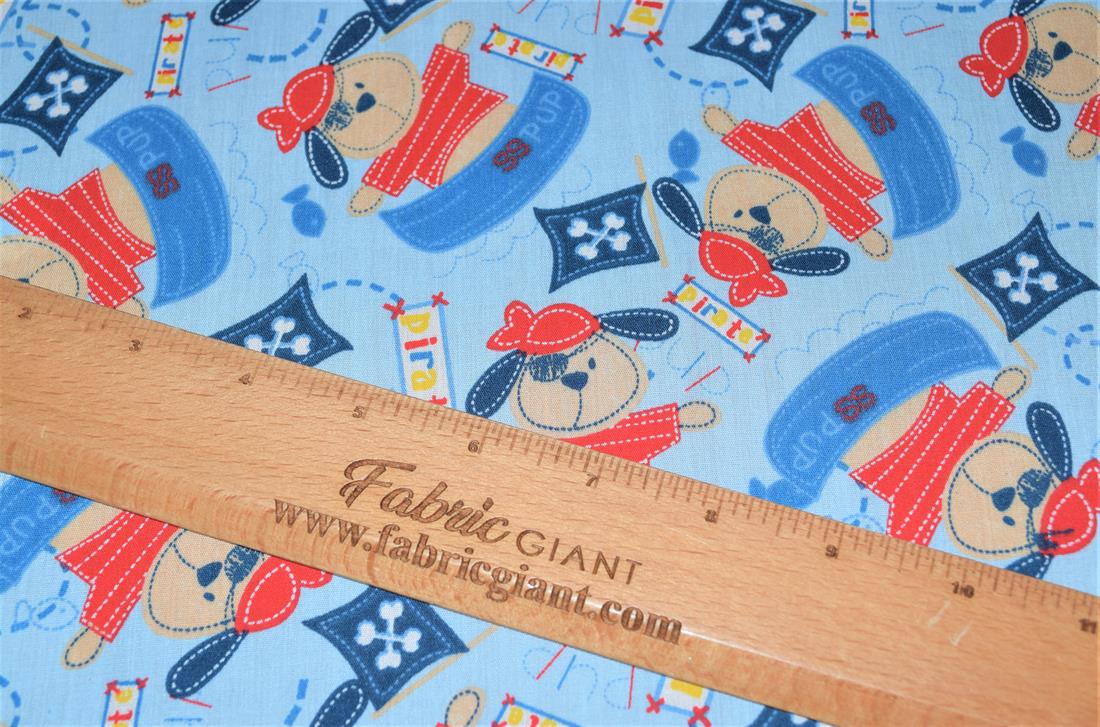 Blue Printed Polycotton Fabric