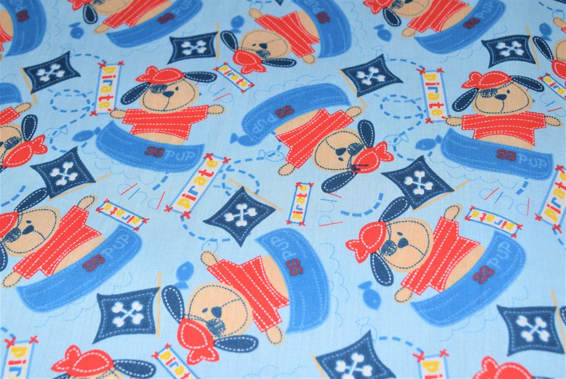 Blue Printed Polycotton Fabric