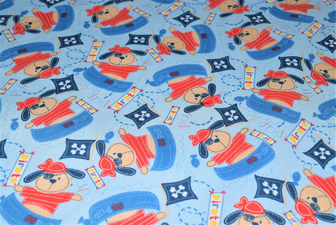 Blue Printed Polycotton Fabric