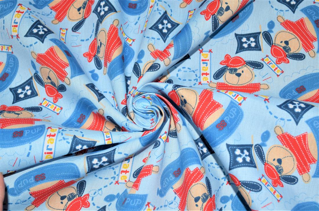 Blue Printed Polycotton Fabric