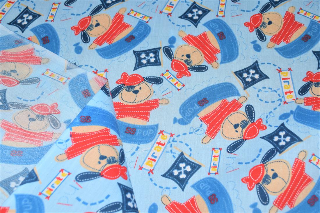 Blue Printed Polycotton Fabric