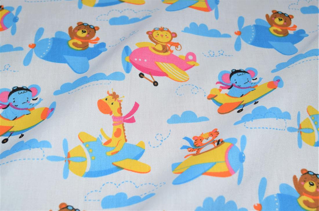 White Printed Polycotton Fabric
