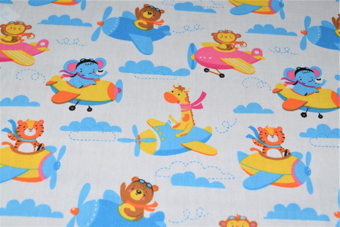 White Printed Polycotton Fabric