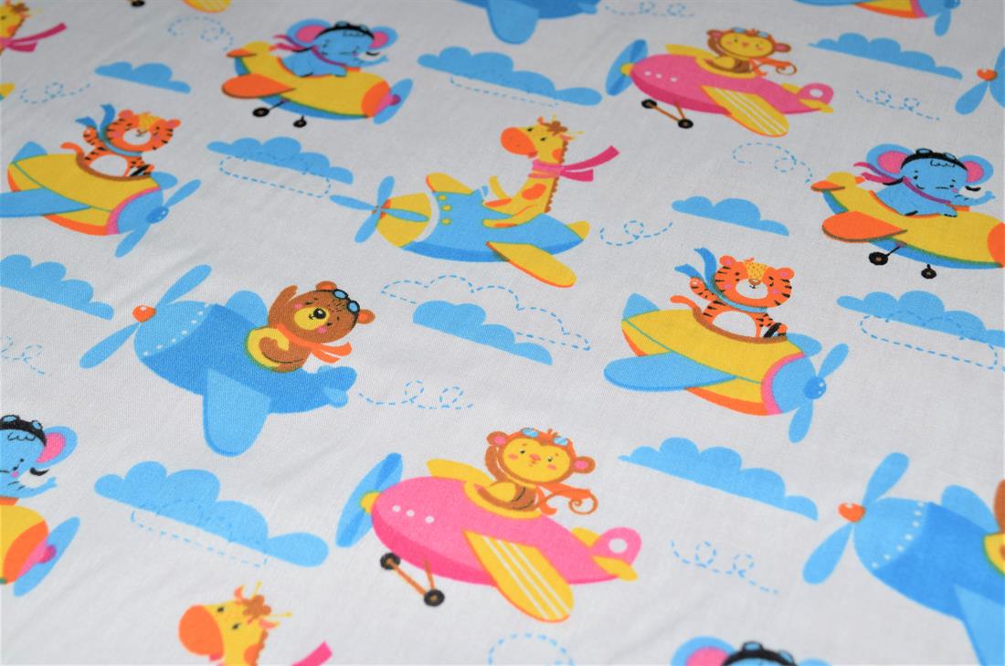 White Printed Polycotton Fabric