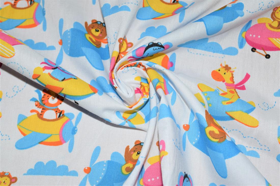 White Printed Polycotton Fabric