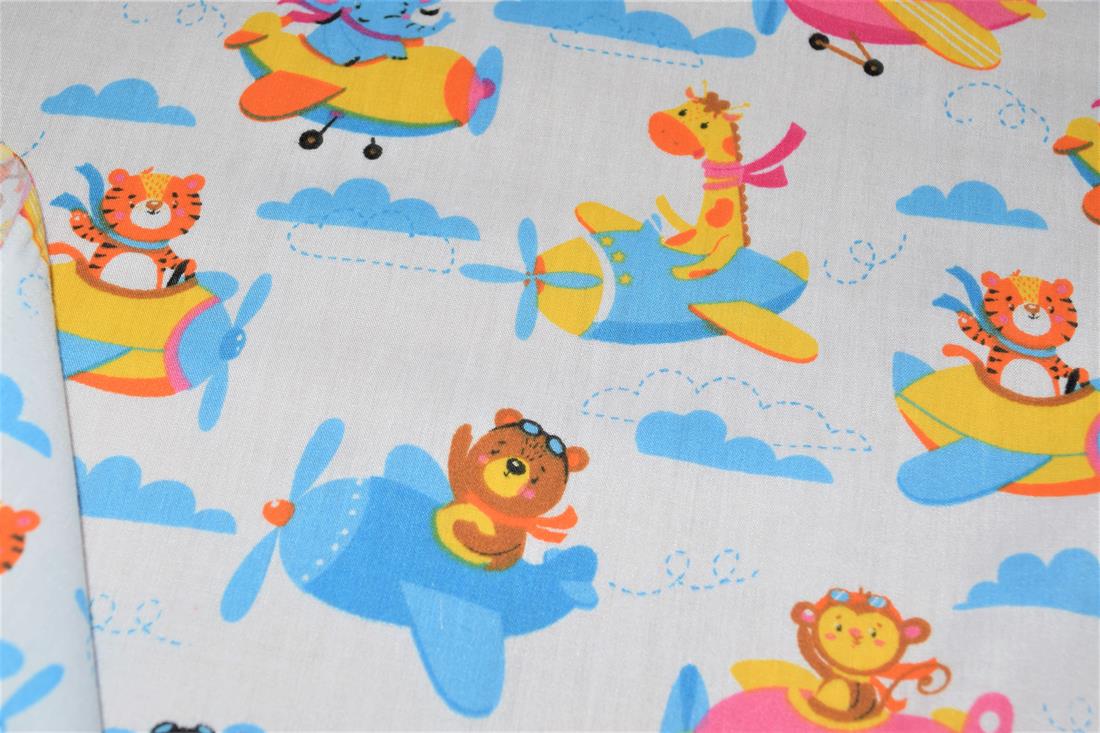 White Printed Polycotton Fabric
