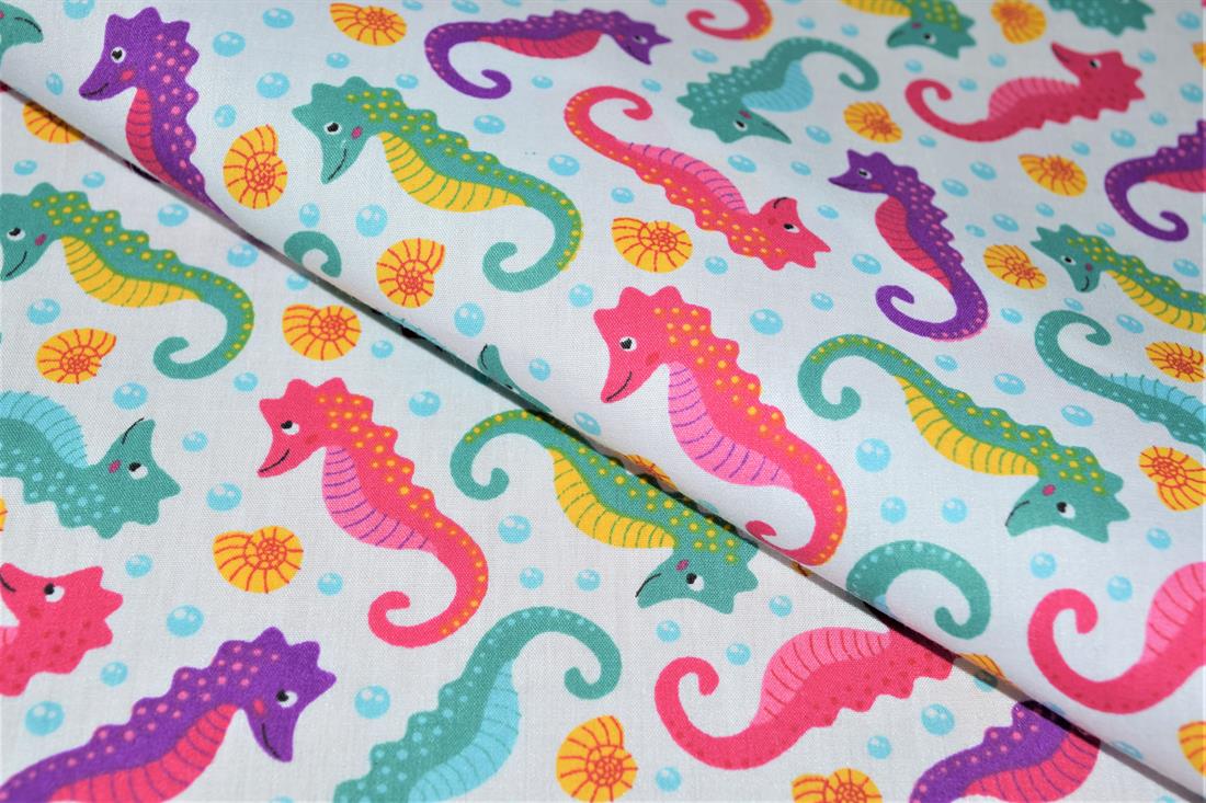 White Printed Polycotton Fabric