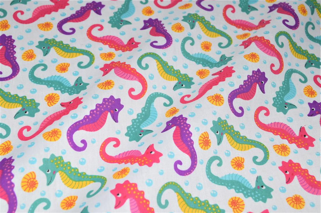 White Printed Polycotton Fabric