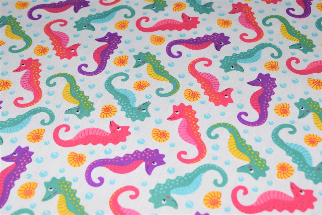 White Printed Polycotton Fabric