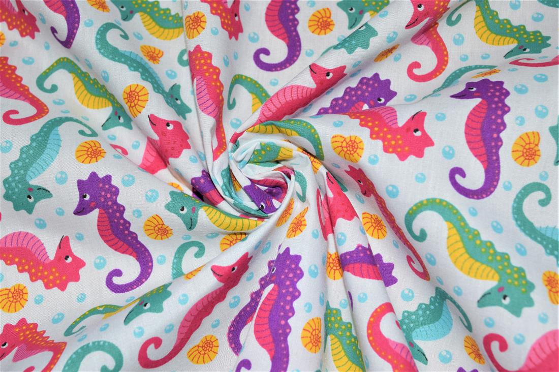 White Printed Polycotton Fabric